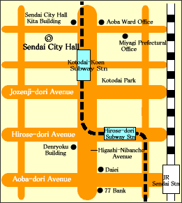 map of Sendai City Hall