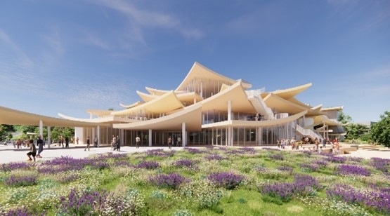 南東方向からの外観