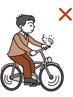 イラスト：自転車や原付・バイクでの走行中の喫煙