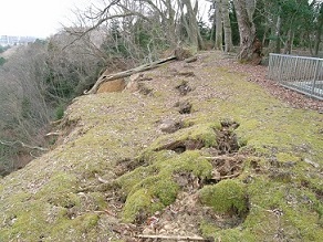 本丸東側崖面の被災状況