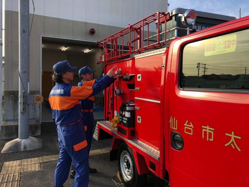 太白消防団生出分団積載車点検