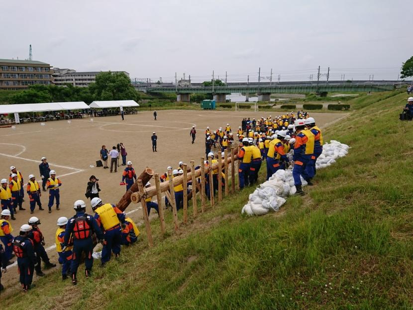 太白消防団山田分団水防訓練