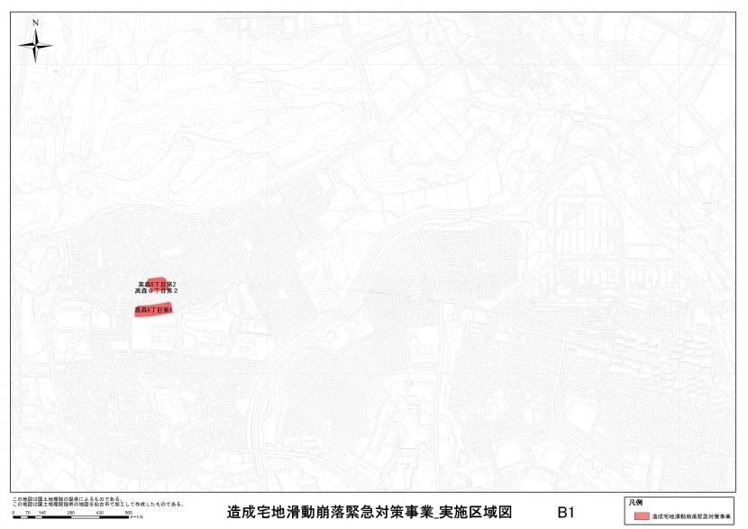 泉区高森周辺の事業区域図