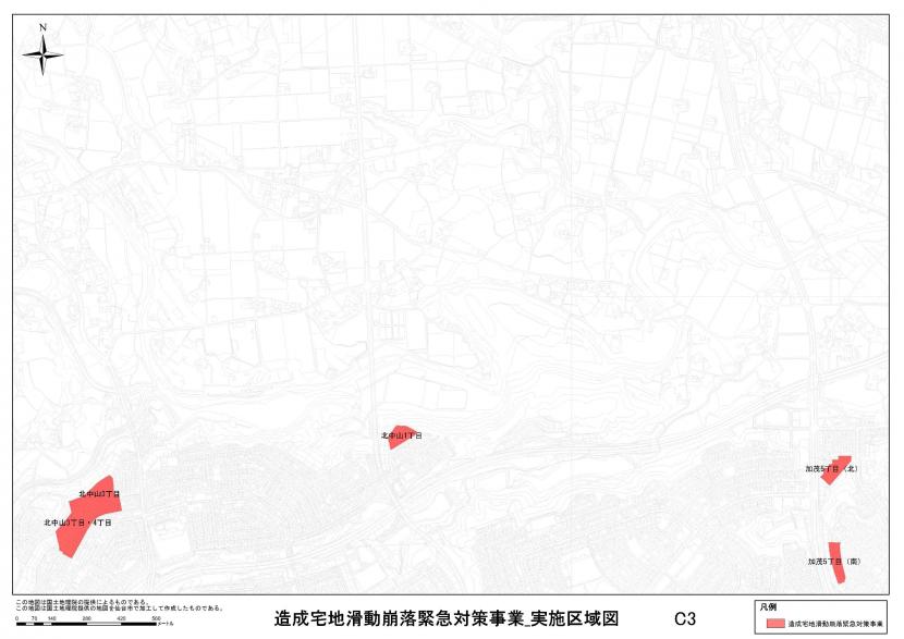 泉区加茂周辺の事業区域図