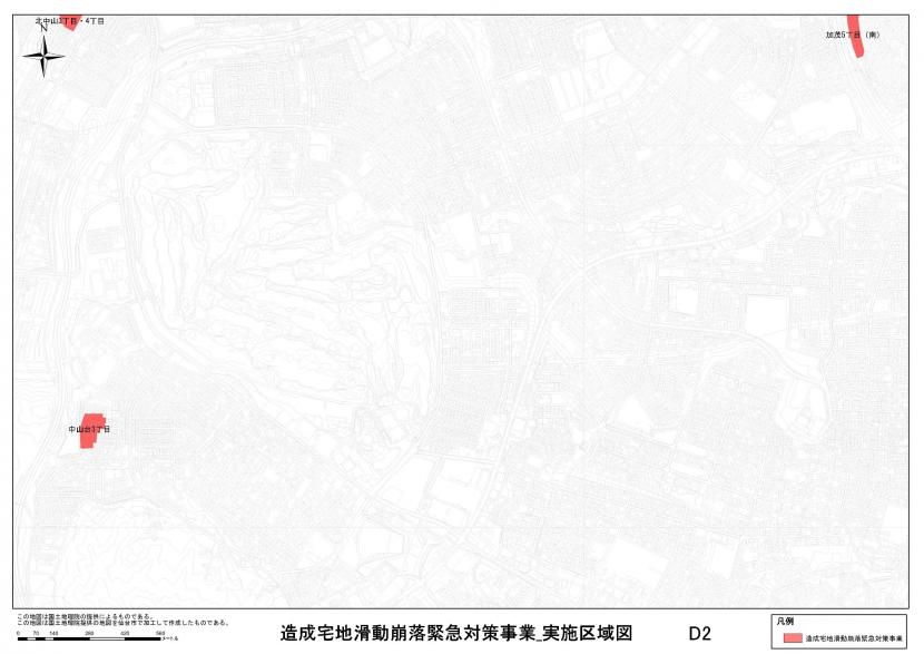 青葉区中山台周辺の事業区域図