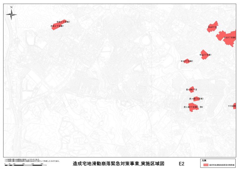 青葉区吉成周辺の事業区域図