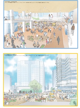 新本庁舎低層部及び一体的利活用のイメージ