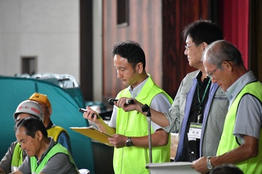 3校(沖野中学校、沖野小学校、沖野東小学校)合同による防災行政用無線(IP系)通信訓練