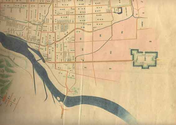 仙台城下絵図（一部）の写真