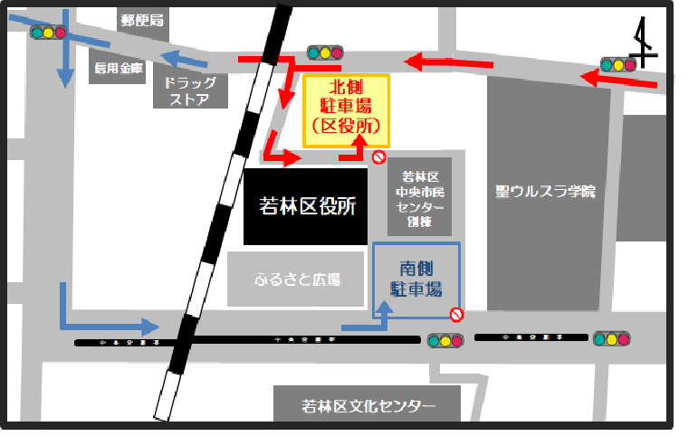 若林区役所駐車場案内図