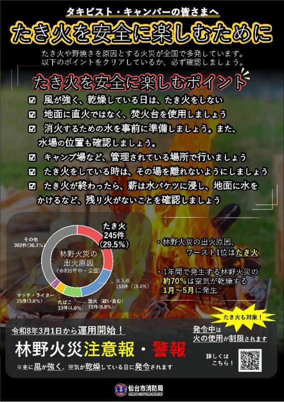 たき火を安全に楽しむために　チラシ