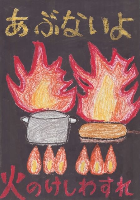 ポスター　あぶないよ　火のけしわすれ