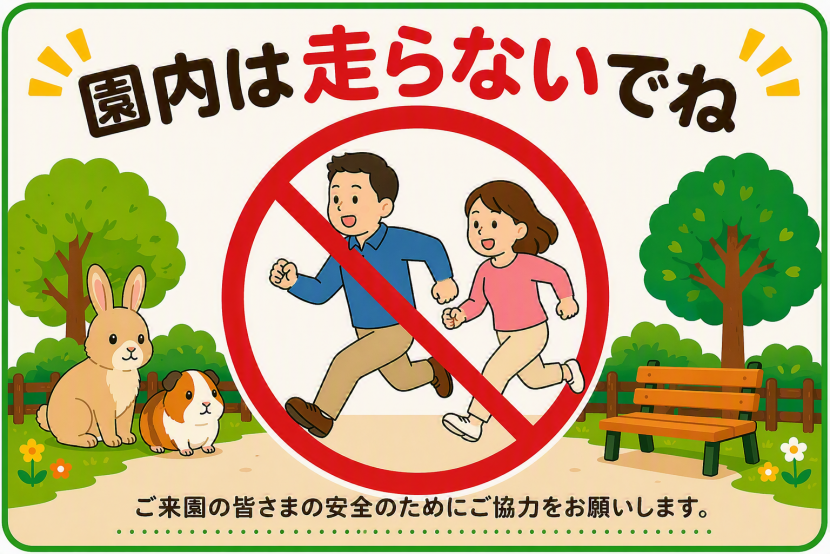 園内は走らないでください