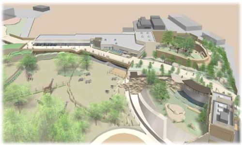 アフリカ園の新たな施設のイメージ図